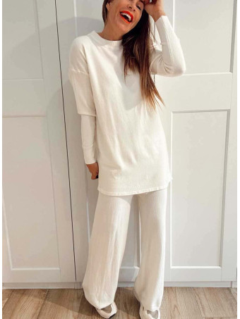 Conjunto Punto Jersey y Pantalón GIULIA Crudo HEVE