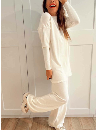 Conjunto Punto Jersey y Pantalón GIULIA Crudo HEVE