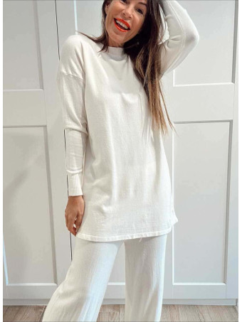 Conjunto Punto Jersey y Pantalón GIULIA Crudo HEVE