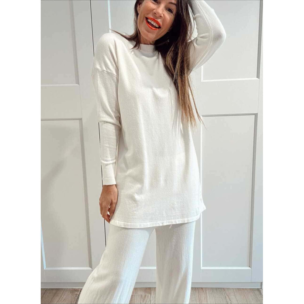 Conjunto Punto Jersey y Pantalón GIULIA Crudo HEVE