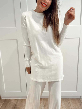 Conjunto Punto Jersey y Pantalón GIULIA Crudo HEVE