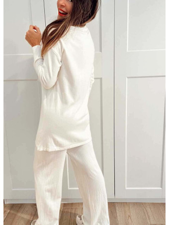 Conjunto Punto Jersey y Pantalón GIULIA Crudo HEVE