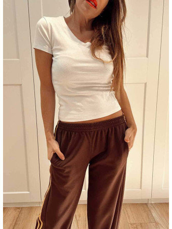 Pantalón Sporty Franja Lateral ELKO Marrón HEVE