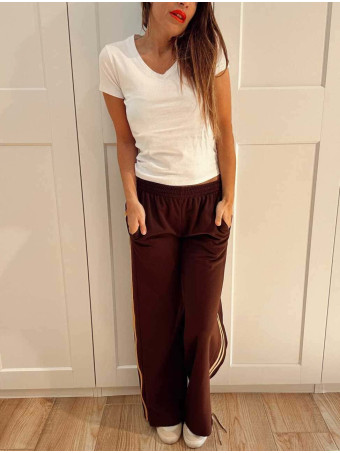 Pantalón Sporty Franja Lateral ELKO Marrón HEVE