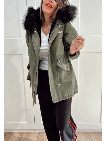 Trench Strass Forrada GRAYSON Verde/Negro HEVE