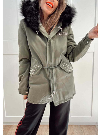 Trench Strass Forrada GRAYSON Verde/Negro HEVE