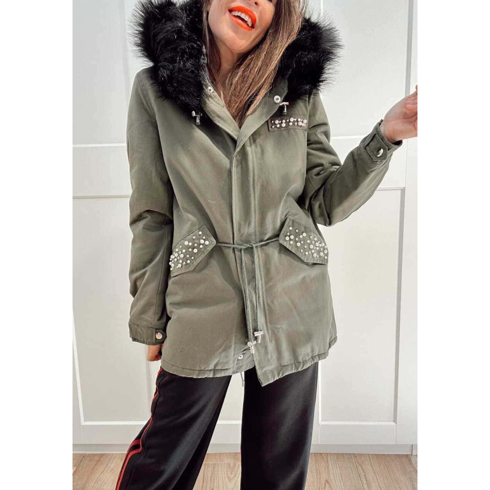 Trench Strass Forrada GRAYSON Verde/Negro HEVE