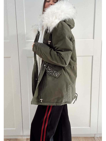 Trench Strass Forrada GRAYSON Verde/Blanco HEVE