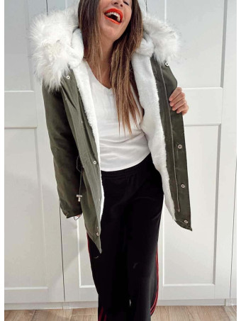 Trench Strass Forrada GRAYSON Verde/Blanco HEVE