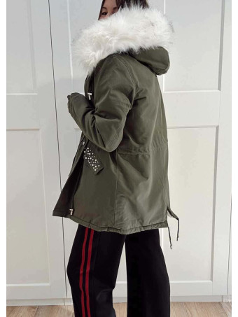 Trench Strass Forrada GRAYSON Verde/Blanco HEVE