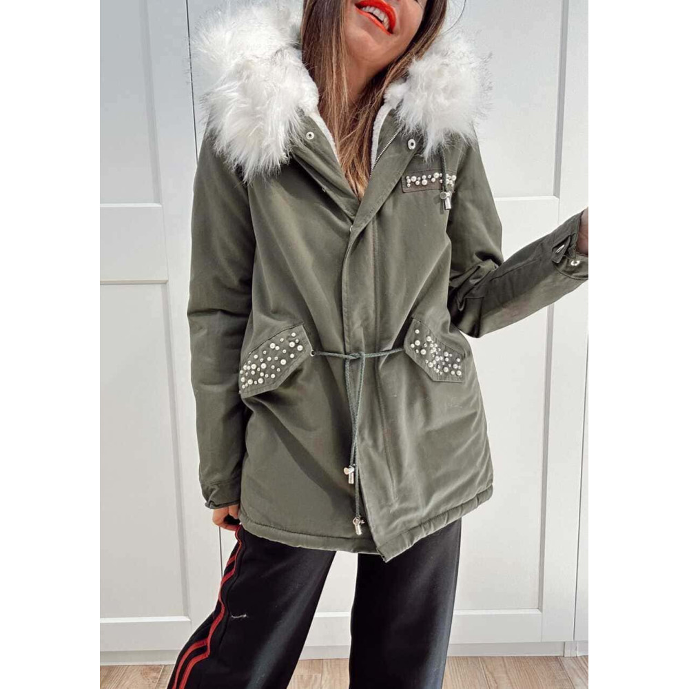 Trench Strass Forrada GRAYSON Verde/Blanco HEVE