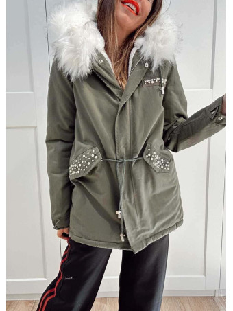 Trench Strass Forrada GRAYSON Verde/Blanco HEVE