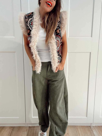 Chaleco Bordado Mandalas ANANDA Negro/Multicolor HEVE