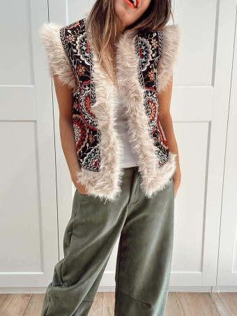 Chaleco Bordado Mandalas ANANDA Negro/Multicolor HEVE