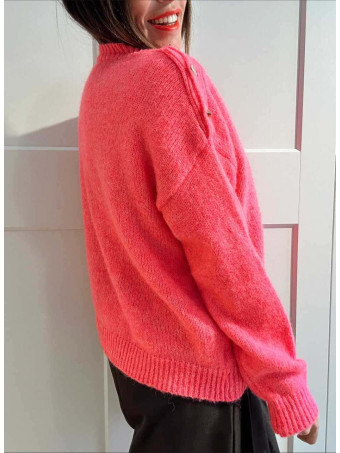 Jersey Botones NEONIKA Rosa Flúor HEVE