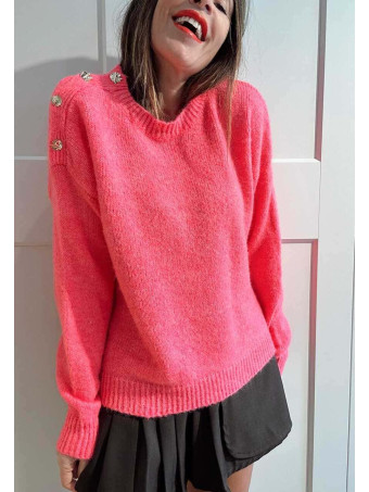 Jersey Botones NEONIKA Rosa Flúor HEVE