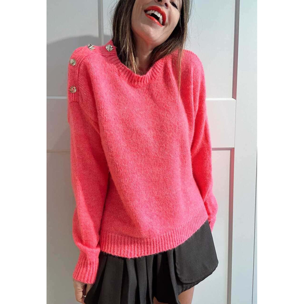 Jersey Botones NEONIKA Rosa Flúor HEVE