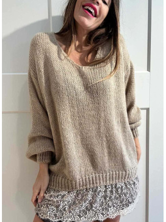 Jersey Oversize Efecto Sobrepuesto GALADRIEL Tostado HEVE