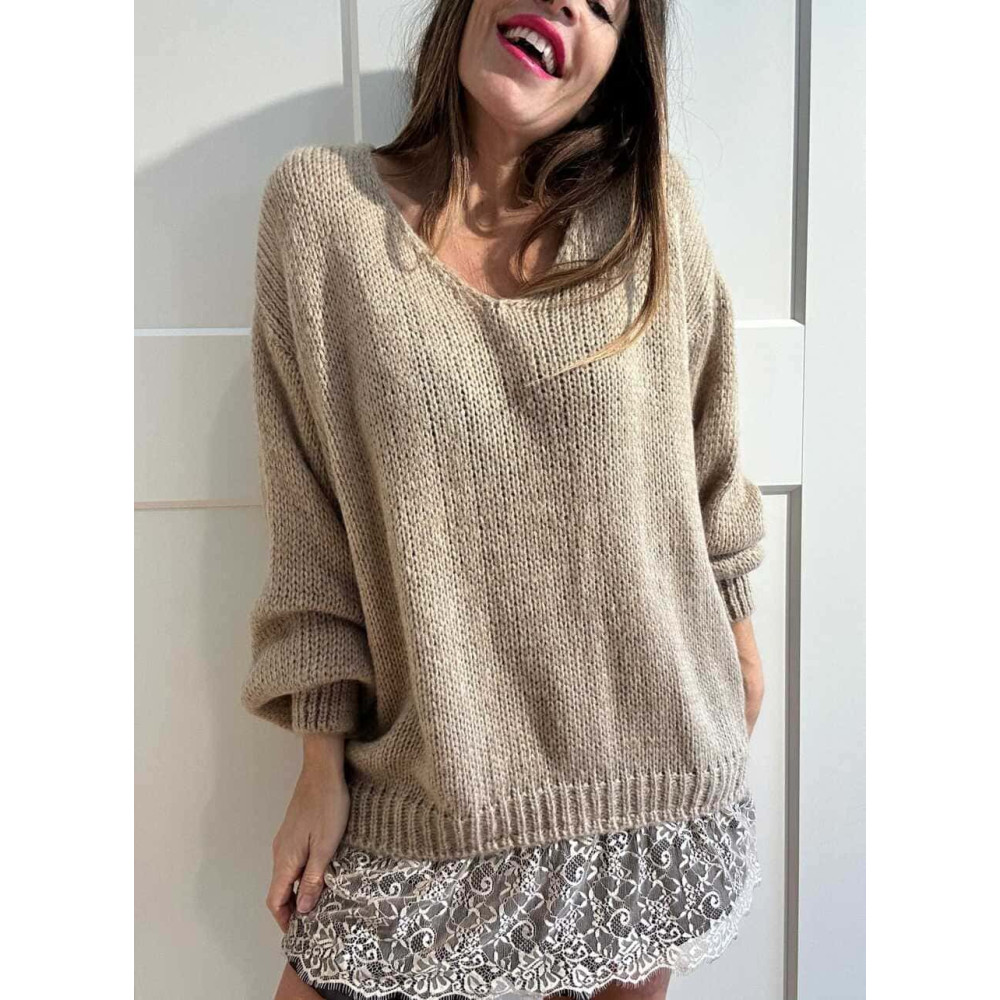 Jersey Oversize Efecto Sobrepuesto GALADRIEL Tostado HEVE