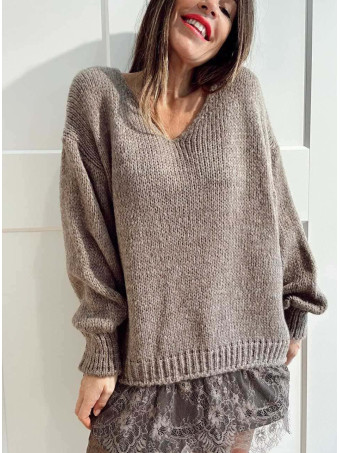 Jersey Oversize Efecto Sobrepuesto GALADRIEL Taupe HEVE