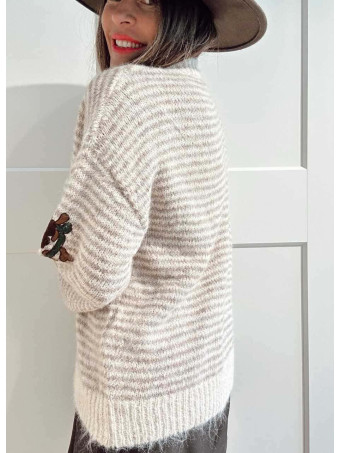 Jersey Rayas Bordado Floral RAWLINE Taupe HEVE