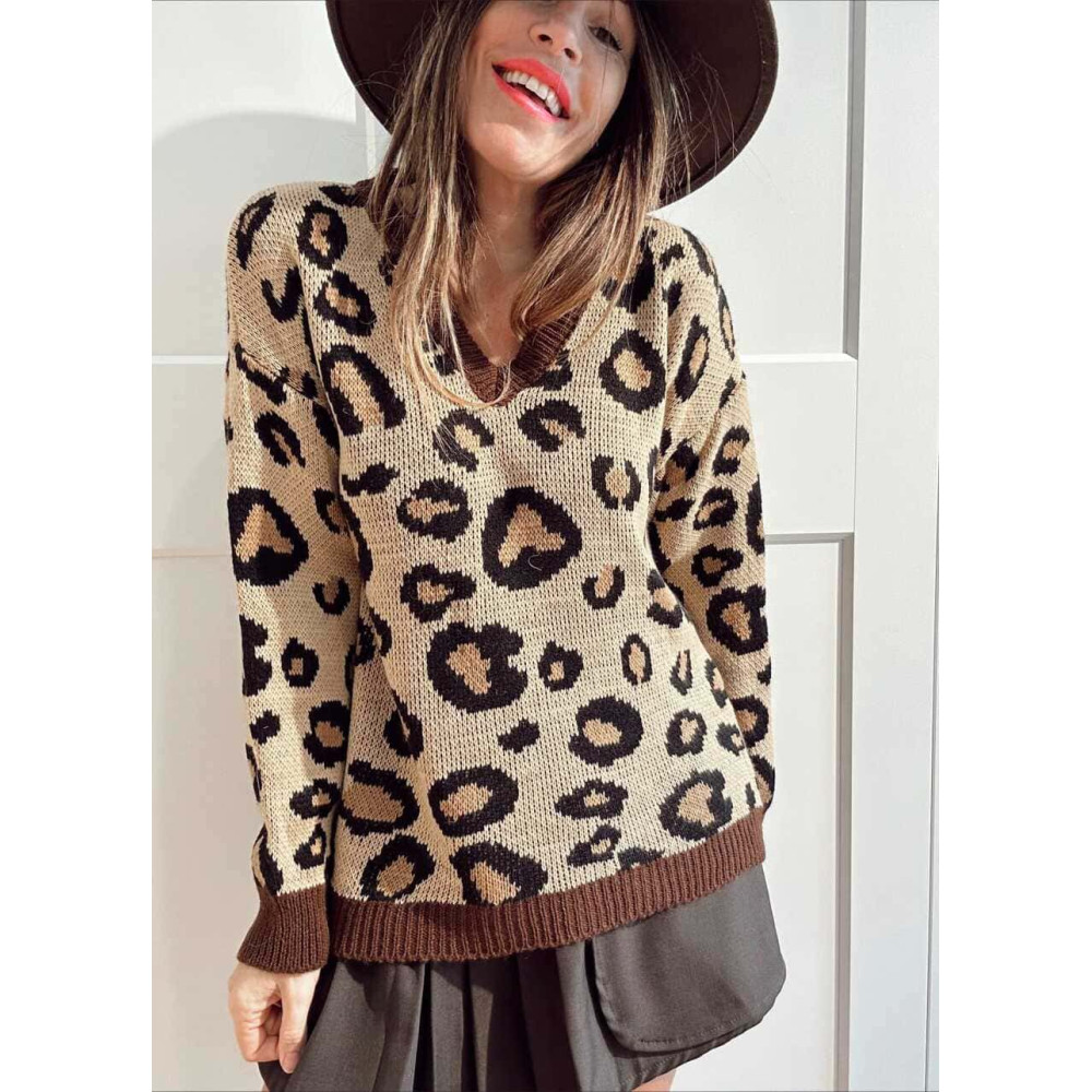 Jersey de Pico Print KERMESSE Camel/Marrón HEVE