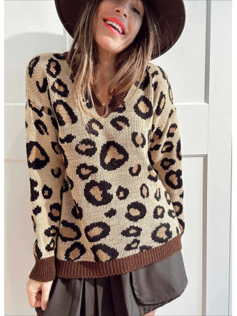 Jersey de Pico Print KERMESSE Camel/Marrón HEVE