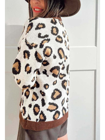 Jersey de Pico Print KERMESSE Beige/Marrón HEVE