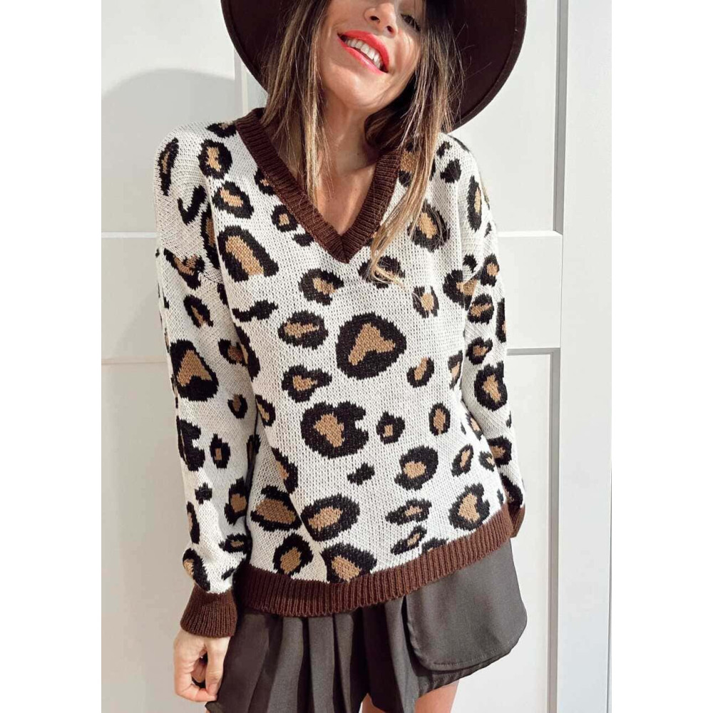 Jersey de Pico Print KERMESSE Beige/Marrón HEVE