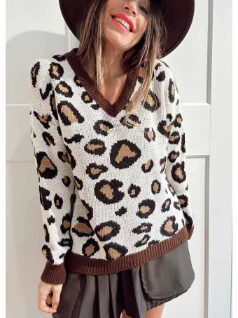 Jersey de Pico Print KERMESSE Beige/Marrón HEVE