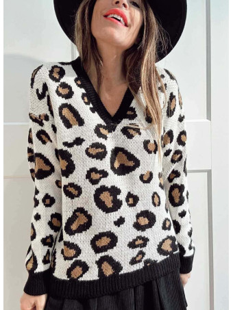 Jersey de Pico Print KERMESSE Beige/Negro HEVE