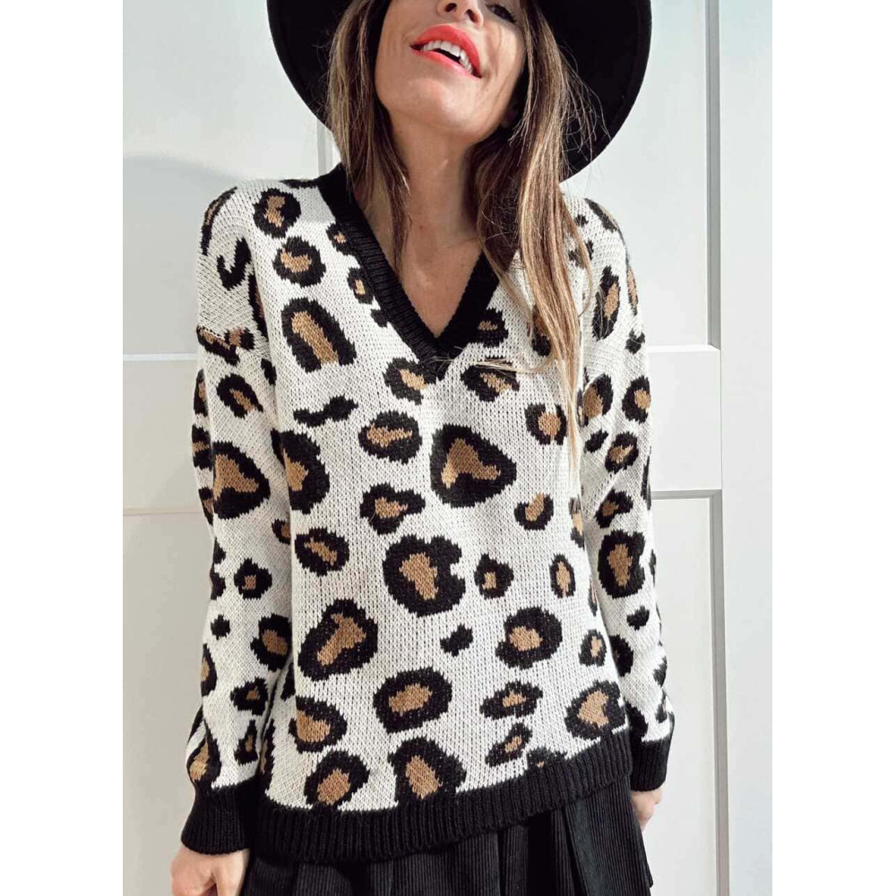 Jersey de Pico Print KERMESSE Beige/Negro HEVE