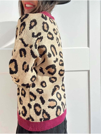 Jersey de Pico Print KERMESSE Camel/Berenjena HEVE