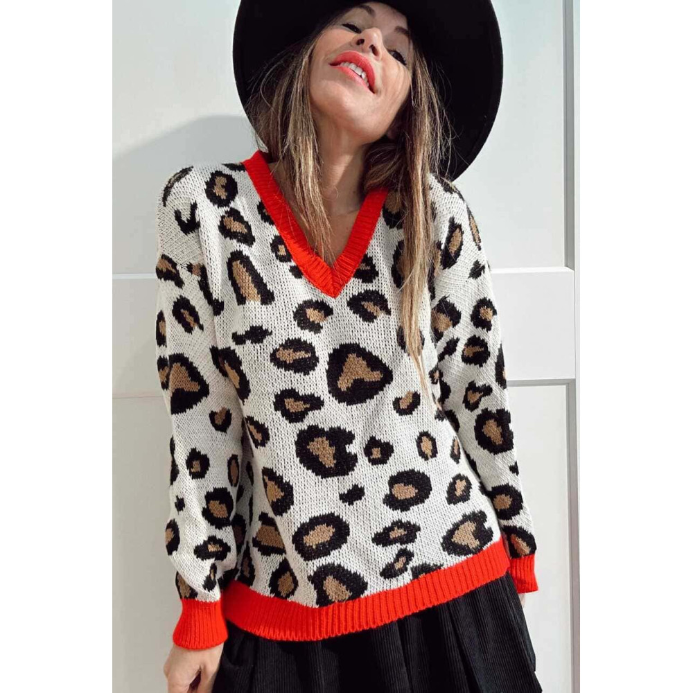 Jersey de Pico Print KERMESSE Beige/Rojo HEVE