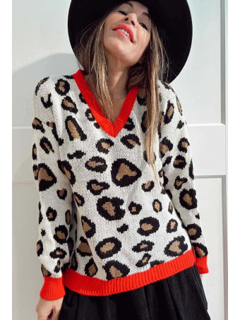 Jersey de Pico Print KERMESSE Beige/Rojo HEVE