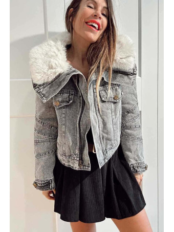 Cazadora Vaquera Sobrecuello Pelo KEEGAN Gris HEVE