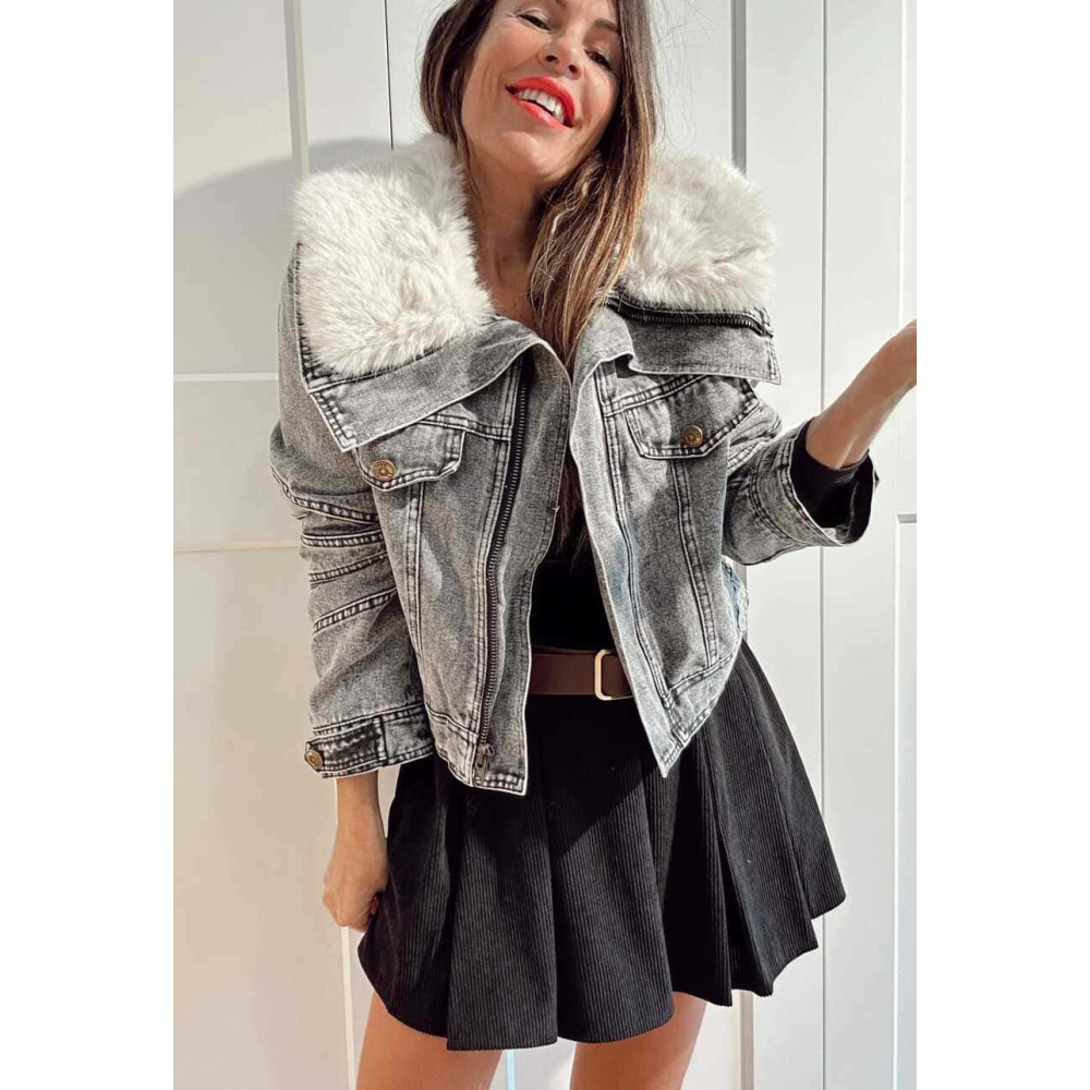 Cazadora Vaquera Sobrecuello Pelo KEEGAN Gris HEVE