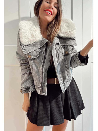 Cazadora Vaquera Sobrecuello Pelo KEEGAN Gris HEVE