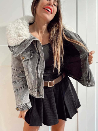 Cazadora Vaquera Sobrecuello Pelo KEEGAN Gris HEVE