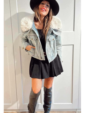Cazadora Vaquera Sobrecuello Pelo KEEGAN Blue Jean HEVE