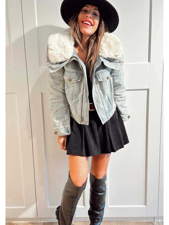 Cazadora Vaquera Sobrecuello Pelo KEEGAN Blue Jean HEVE