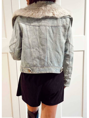 Cazadora Vaquera Sobrecuello Pelo KEEGAN Blue Jean HEVE