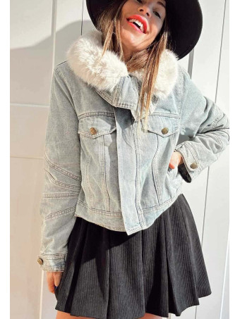 Cazadora Vaquera Sobrecuello Pelo KEEGAN Blue Jean HEVE