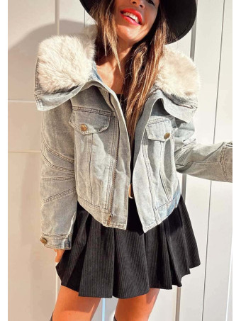 Cazadora Vaquera Sobrecuello Pelo KEEGAN Blue Jean HEVE