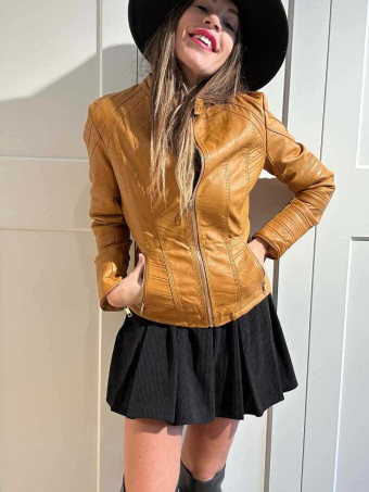 Cazadora Biker Polipiel VIPER Ocre HEVE