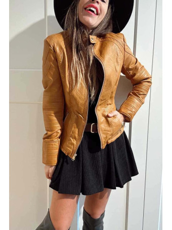 Cazadora Biker Polipiel VIPER Ocre HEVE