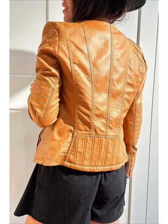Cazadora Biker Polipiel VIPER Ocre HEVE