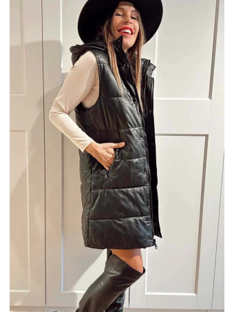 Chaleco Largo Polipiel FURY Negro HEVE