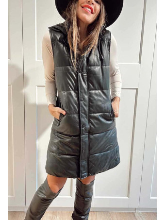 Chaleco Largo Polipiel FURY Negro HEVE