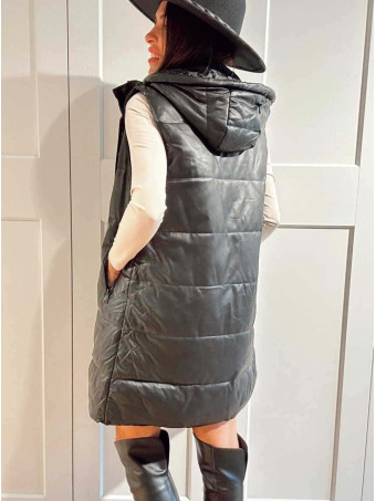 Chaleco Largo Polipiel FURY Negro HEVE